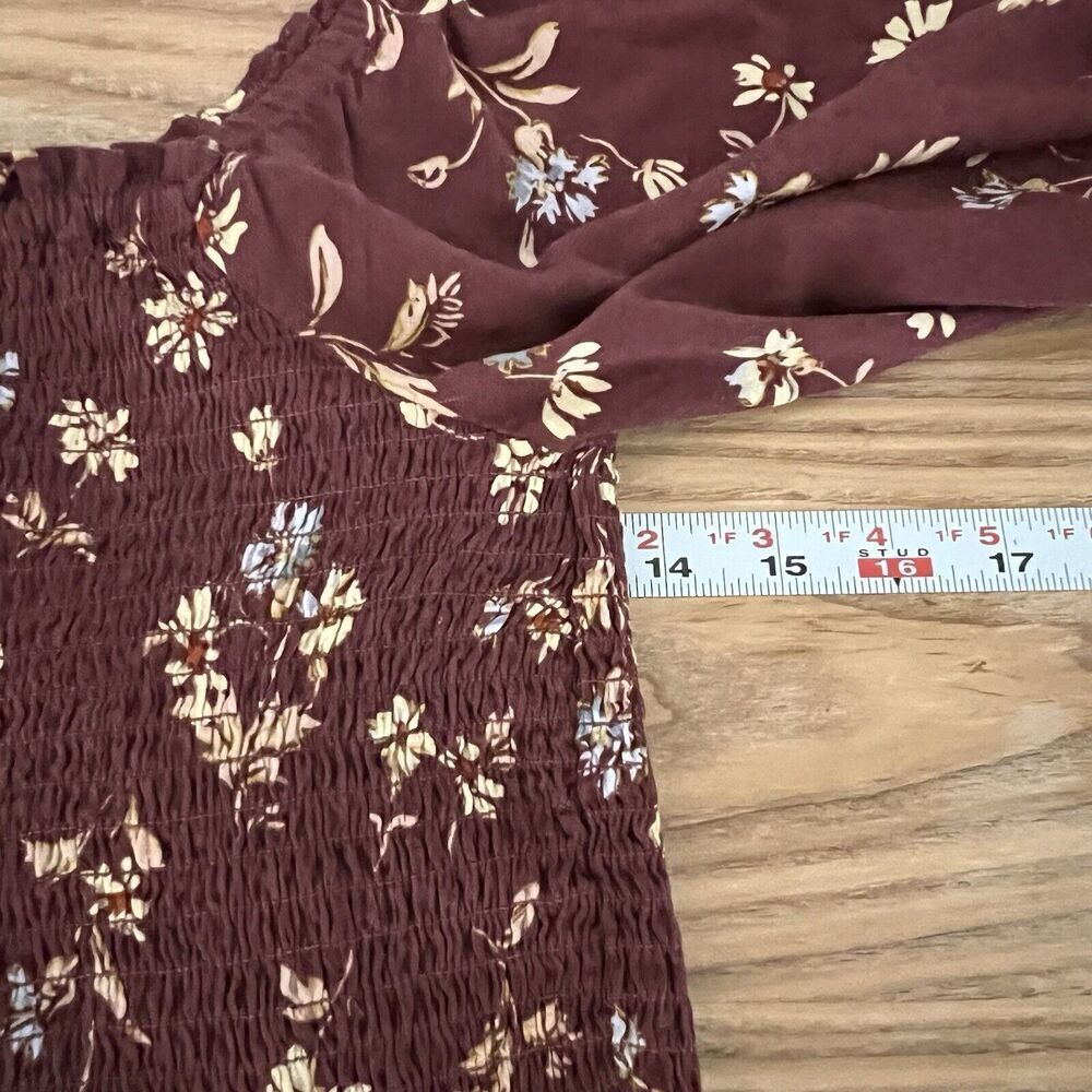 Madwell Top Womens Size 0 Smocked Floral Boho‎ Festival Crop Shirt - Picture 11 of 13